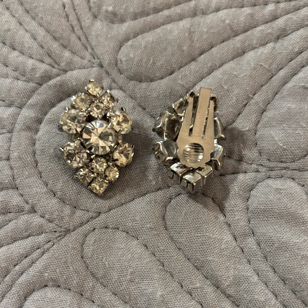Elegant Silver Crystal Clip-On Earrings